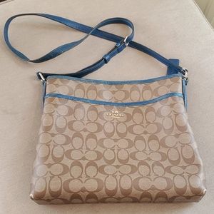 Blue strapped coach bag used